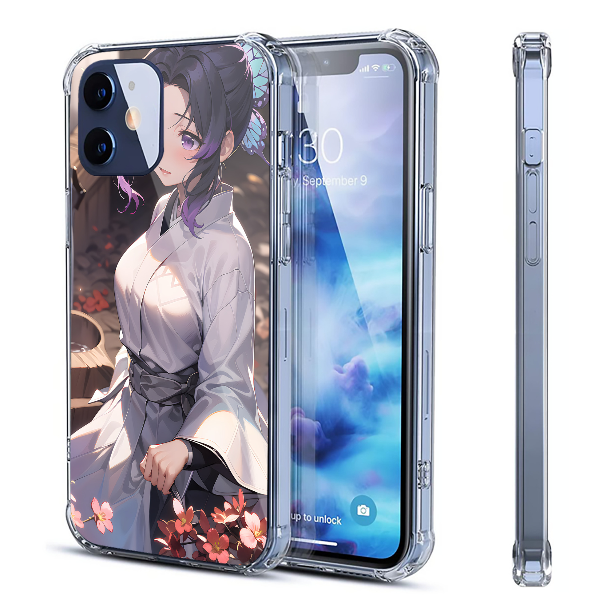 （画像用） 鬼滅の刃（きめつのやいば）蟲柱-胡蝶 しのぶ／こちょう しのぶ Kochou Shinobu 【iPhone 12シリーズ対応】透明スマホケース（クリアソフトケース）